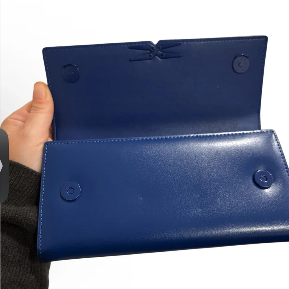 Each Other Paris blue leather long wallet retail $308